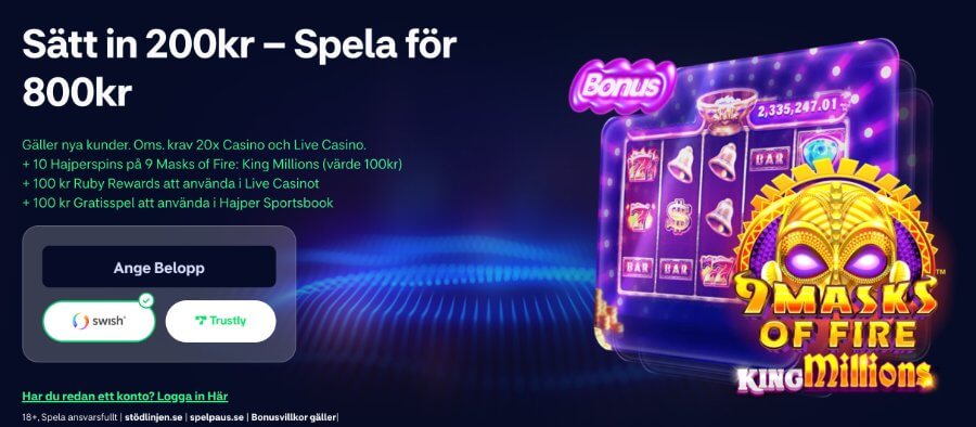 300% i Hajper Casino bonus