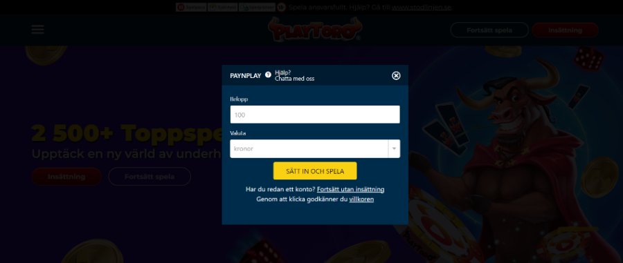 PlayToro registrera konto