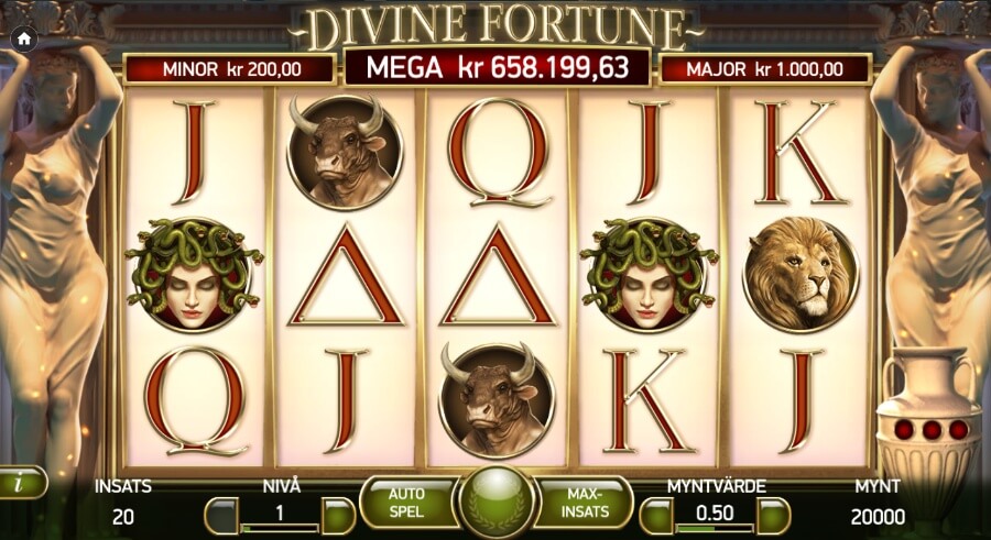 Huvudspelet i Divine Fortune slot.