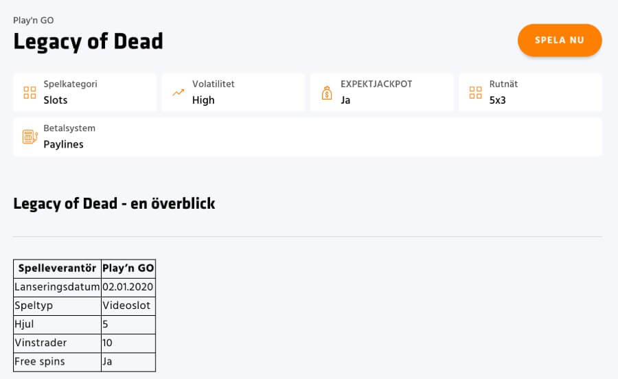 Överblick Expekt slot