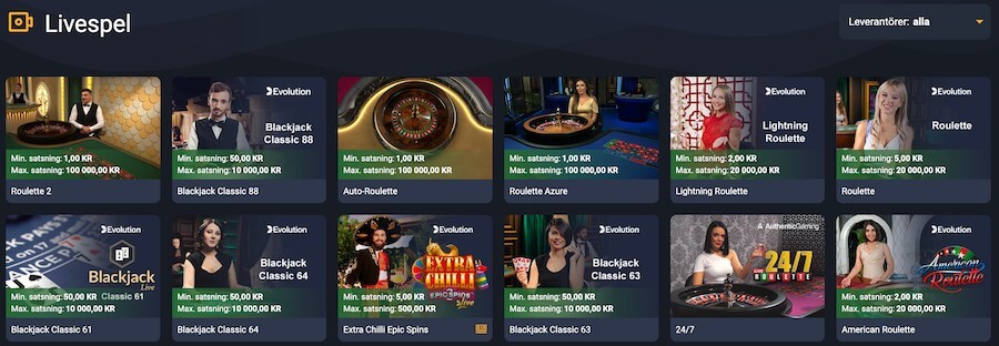 Frank Casino livespel