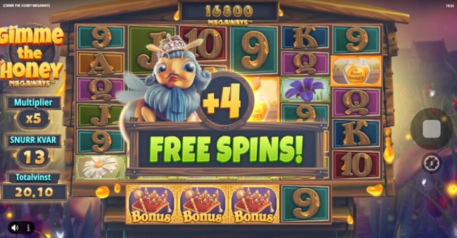 Free spins-läget i Gimme The Honey Megaways