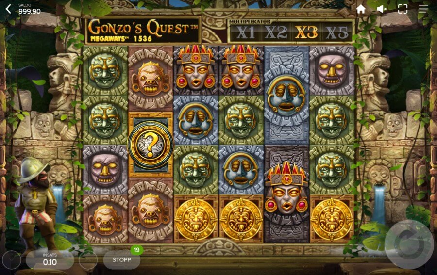 Rutnät från Gonzo's Quest Megaways.