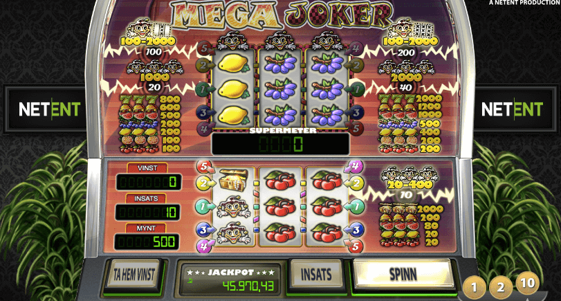 Spelplan från Mega Joker.