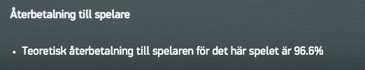 RTP:n finns i 9 fall av 10 angivet i spelet.