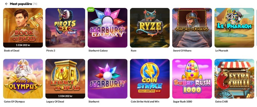 Populära slots hos Jalla Casino