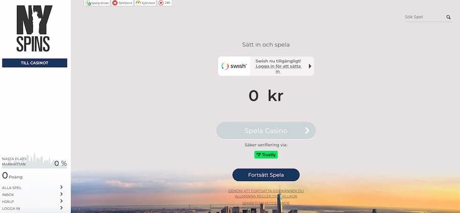 NYSpins Casinos startsida