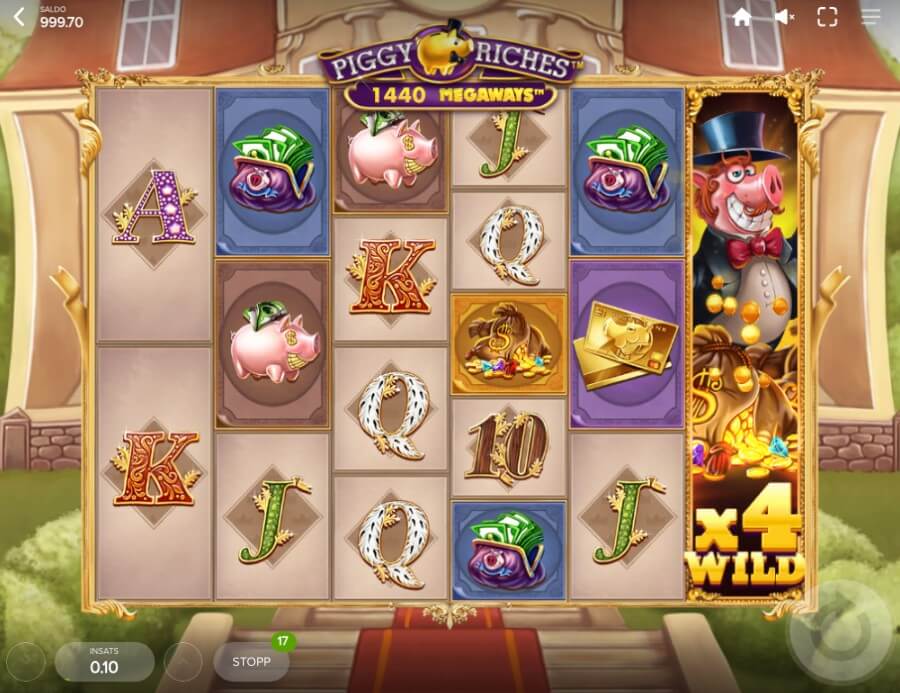 Rutnät från Piggy Riches Megaways.