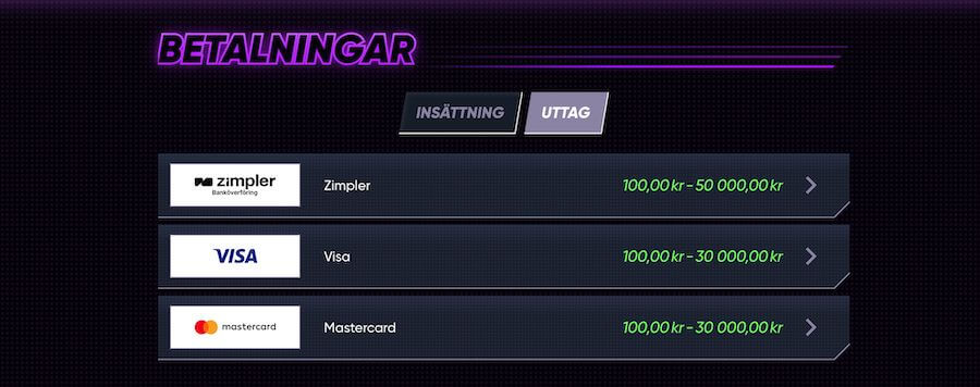QuickCasino betalning