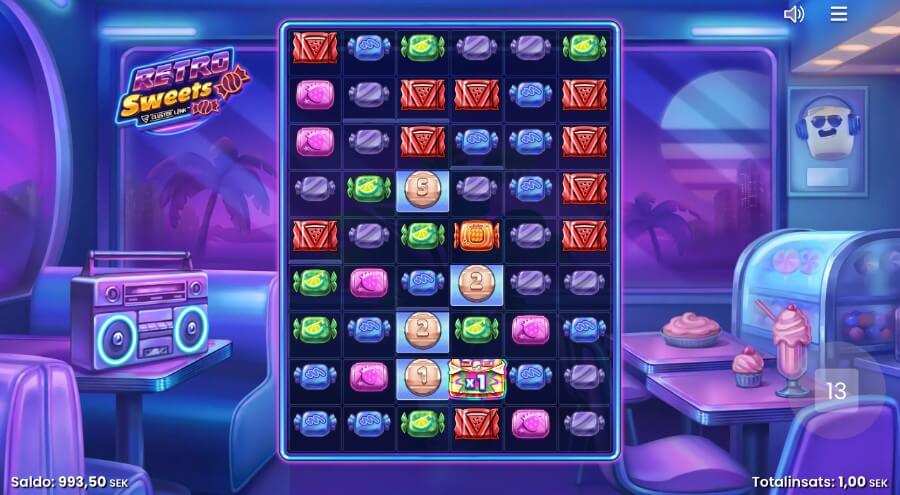 Spelplan från Retro Sweets.