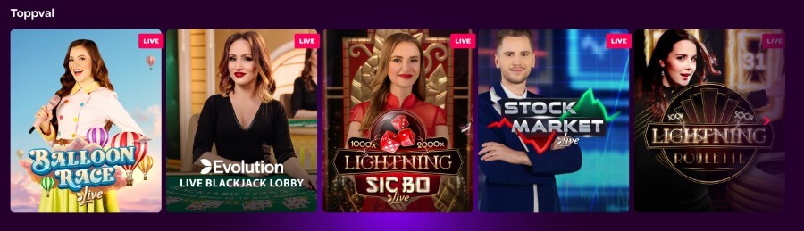 Toppval hos Cherry Casino.