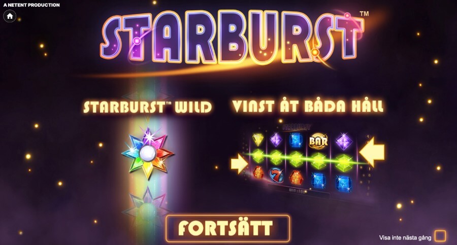 Starburst huvudmeny