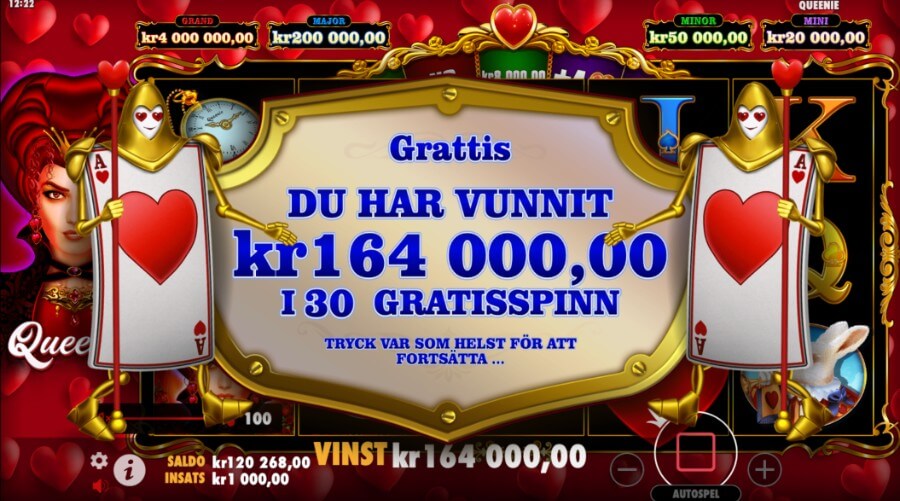 Vinst i Queenie Slot