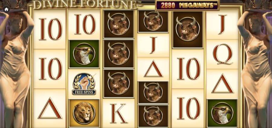 Rutnät från Divine Fortune Megaways.