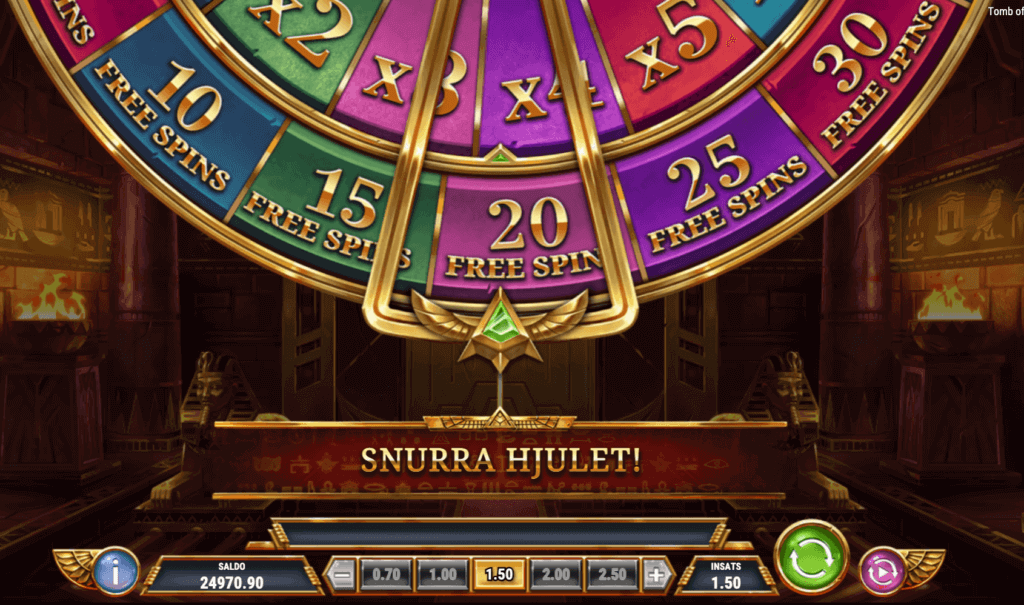 Free spins hjulet i spelet Tomb of Gold