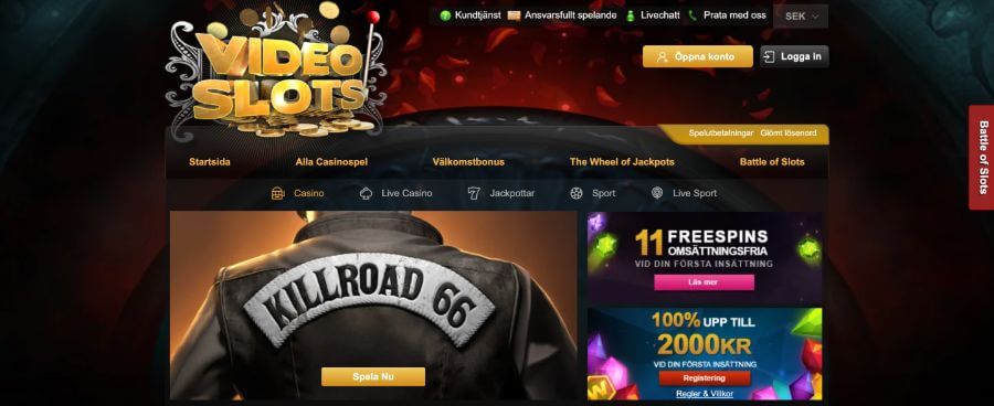 Videoslots huvudsida