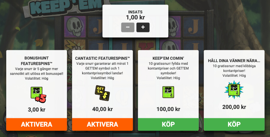 Bonusköpsmeny från Keep'em.