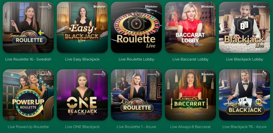 Live Casino utbud