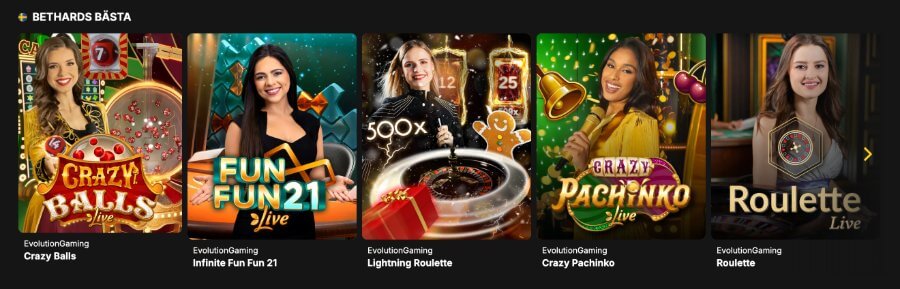 Live casino hos Bethard