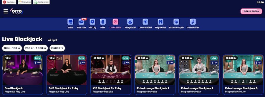 Otto Casinos livespel