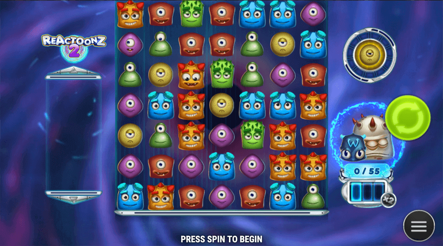 Huvudspelet i Reactoonz 2 slot