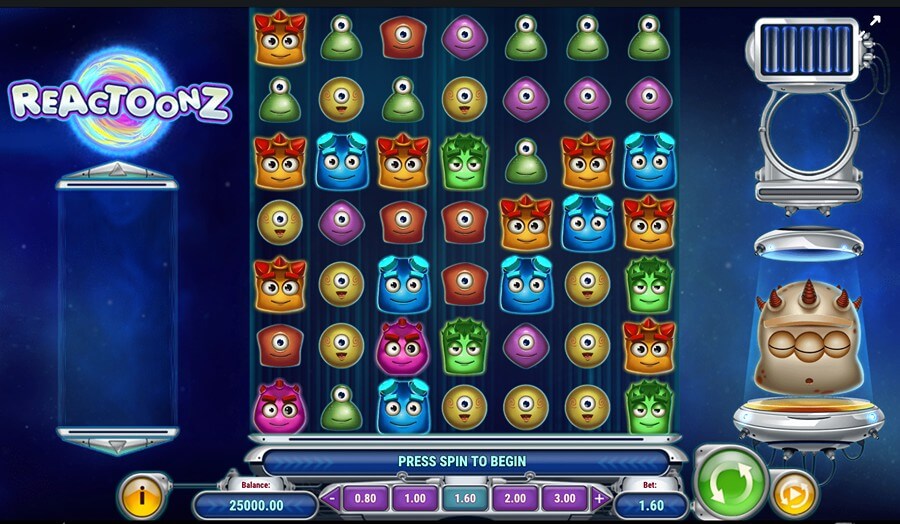 Huvudspelet i Reactoonz slot