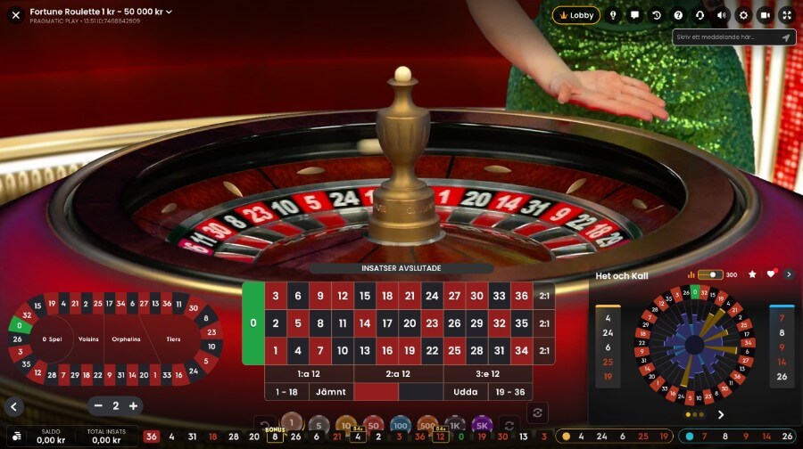 Roulettebordet i Fortune Roulette