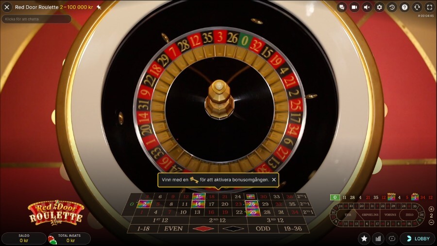 Roulettebordet i Red Door Roulette 