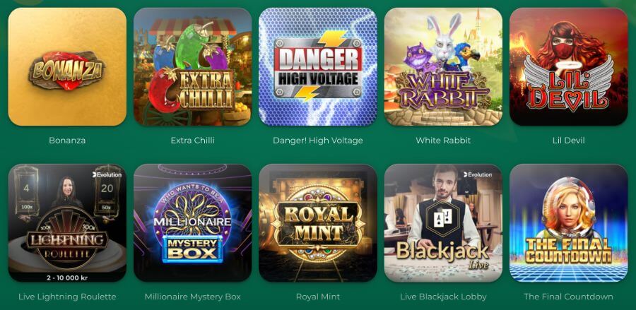 Spel hos Klirr Casino