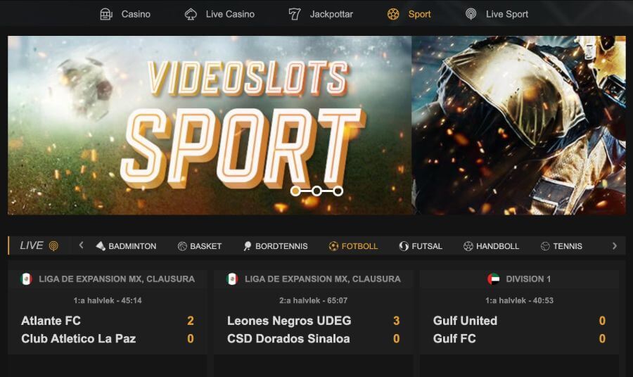 Videoslots sportsbook